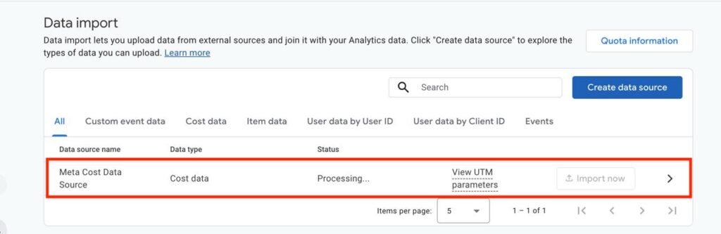 GA4 cost data import from Meta Ads and TikTok Ads