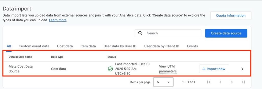 GA4 cost data import from Meta Ads and TikTok Ads