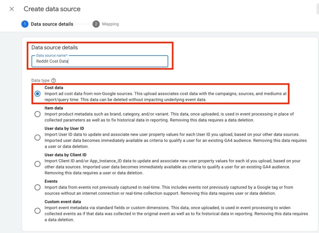 Import Reddit Ads Cost Data into Google Analytics 4