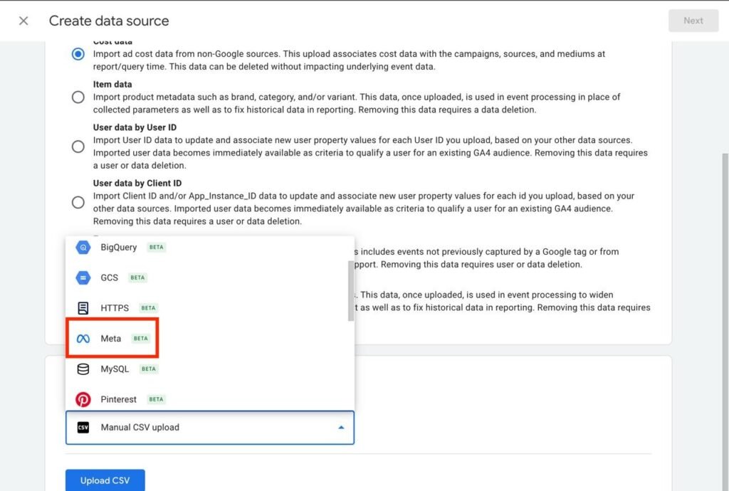 Import Cost Data from Meta Ads and TikTok Ads in Google Analytics 4